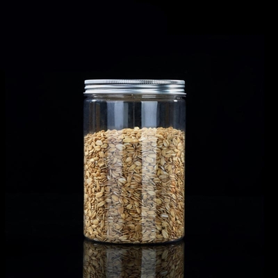 На заказ 16oz 32oz 500ml 1000ml Прозрачная широкая рота PET банка с алюминиевой крышкой Прозрачные хранилища продуктов питания Пластиковые контейнеры