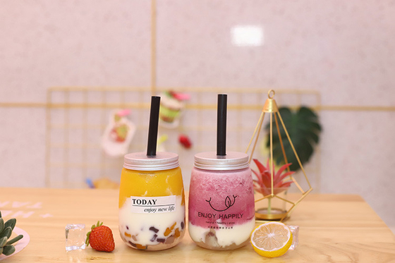 Прозрачные прозрачные бутылки для молочного чая с ручкой